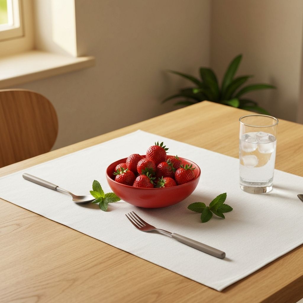 Mindful breakfast table setting with fresh foods